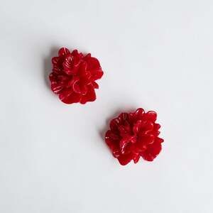 Red Statement Flower Stud Earrings